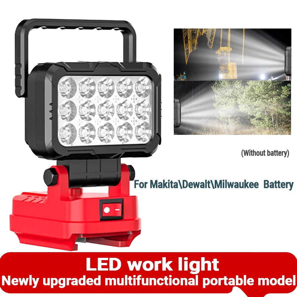 For Makita\Dewalt\Milwaukee LED Work Lamp 18V Battery Accessory Tool Light Camping Lantern Portable Lighting