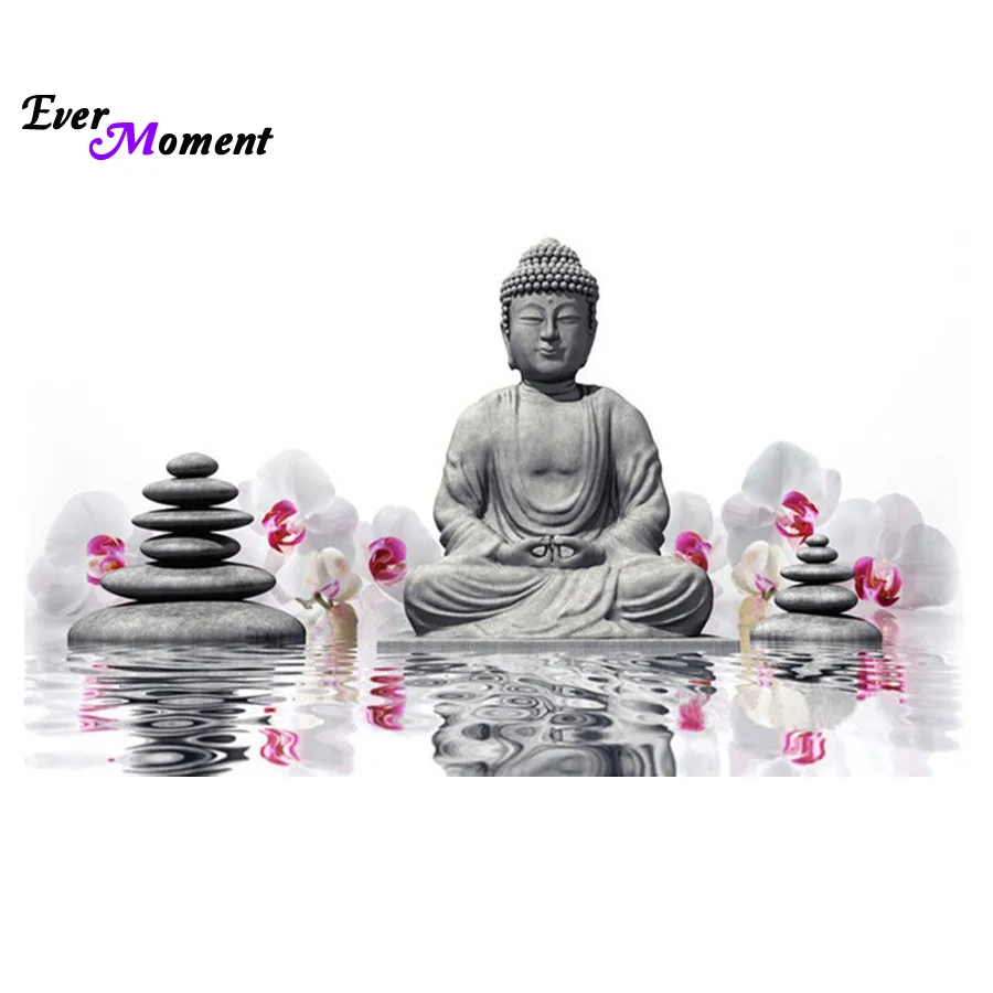 5D Diamond Painting Cross Stitch Orchid Buddha Diamond Embroidery Square Drill Full Diy Diamond Mosaic Home Decoration ASF553