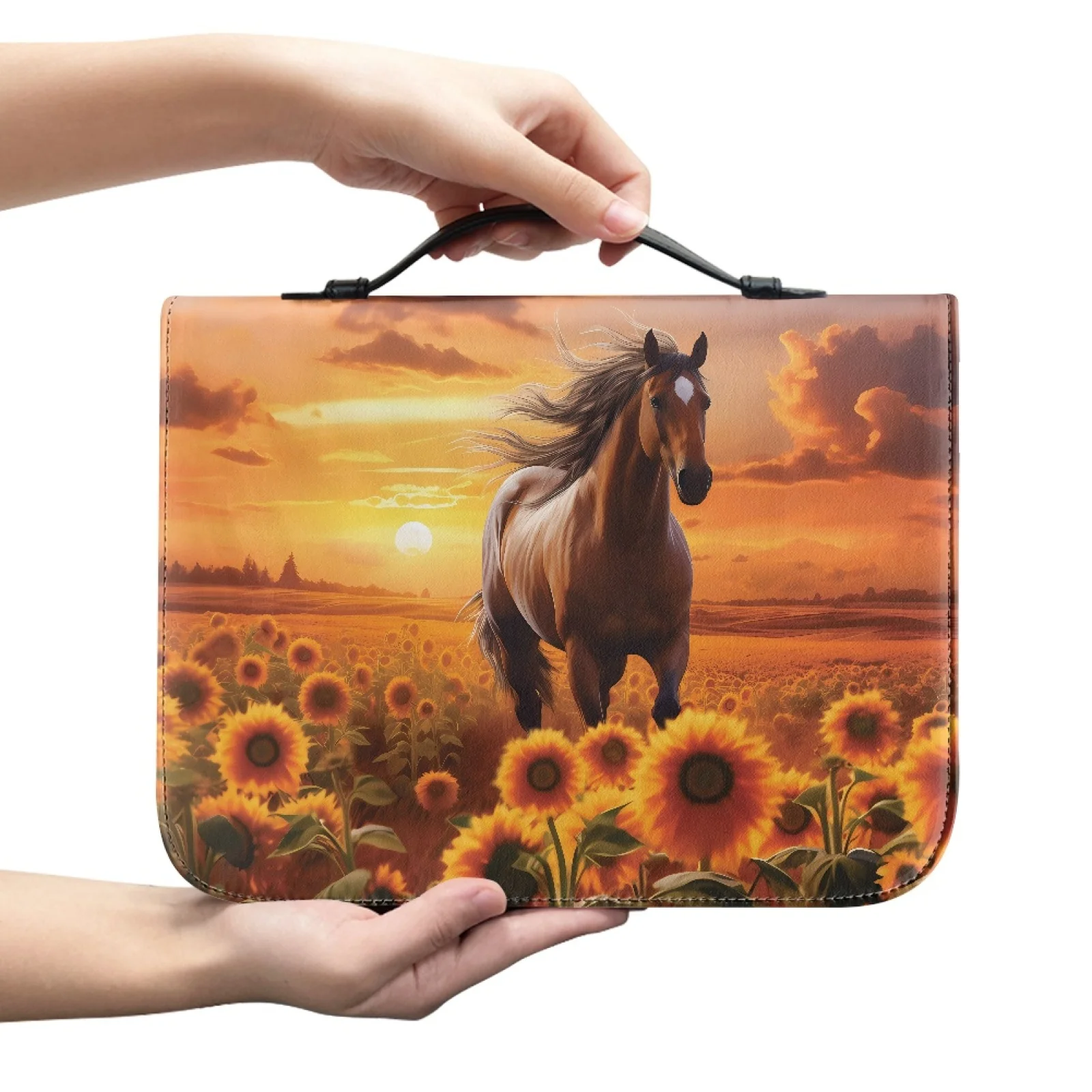 PENSTROLL Horse Print 2026 Trending Bible Case PU Leather Zipper Bible Protector for Men