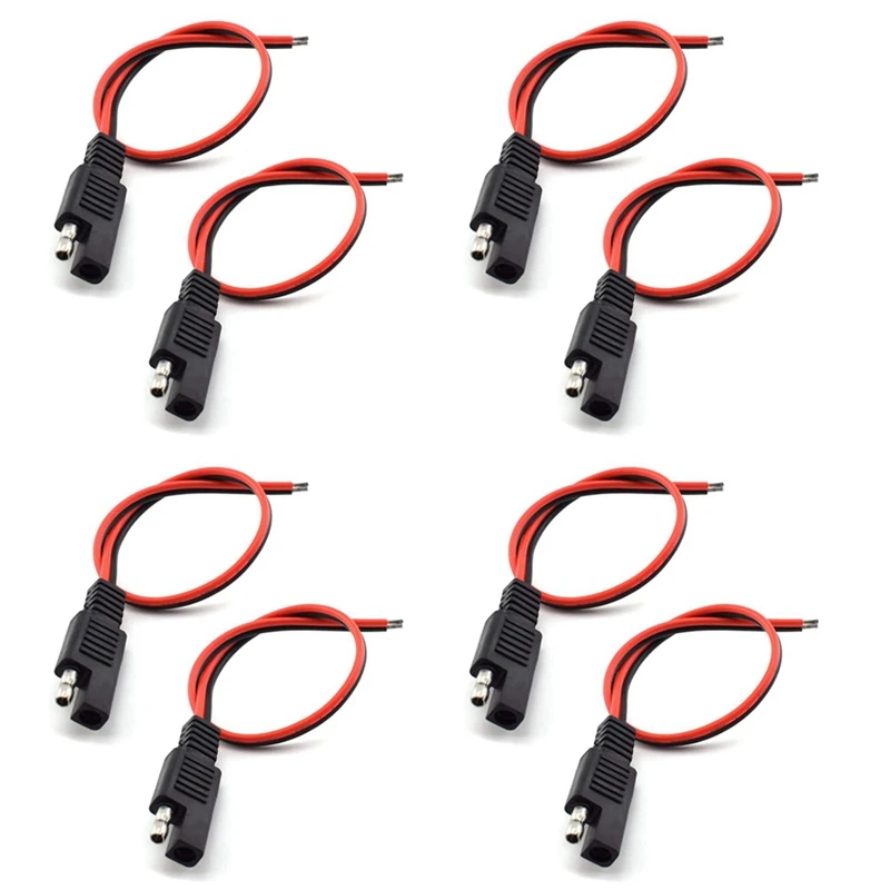 

8 Pcs 18AWG SAE Extension Cable 2-Pin SAE Quick Connector Disconnect Plug 10A Solar Battery Panel SAE Plug Wire 1Ft/30Cm