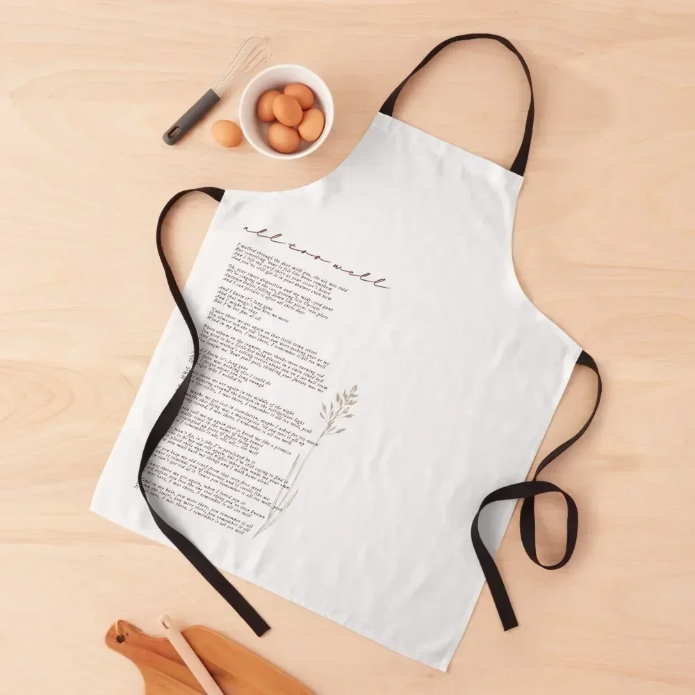 

all too well lyric Apron For Cosmetologist Waiter Uniforms for kitchen useful Manicurists Apron
