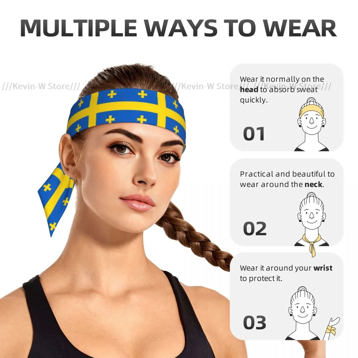 Sweatband Bandanas UA And GE Flag Hairband Head Tie Sports Headband Hair Accessories