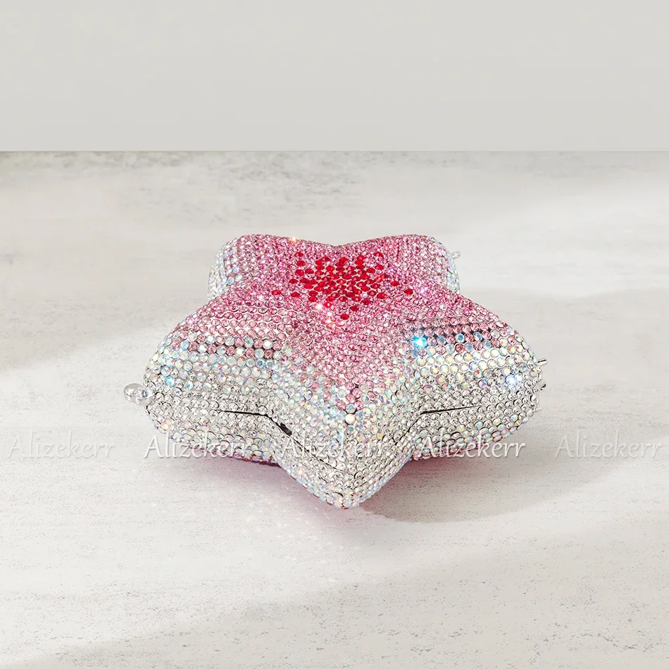 Alizekerr Star Shaped Crystal Evening Bags Women 2024 Boutique Gorgeous Gradient Colour Diamond Mini Clutch Purses Wedding Party