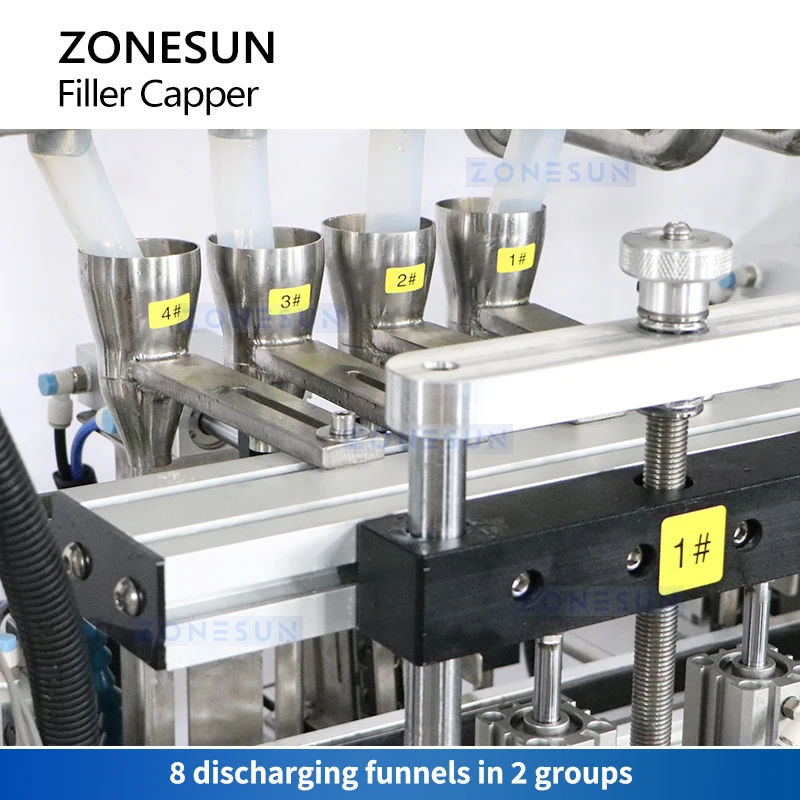 Zonesun ZS-FAL180F7 آلة تعبئة وتغطية عصير هلام جوز الهند معدات تعبئة وتغطية الزجاجات الأوتوماتيكية كابر المسمار
