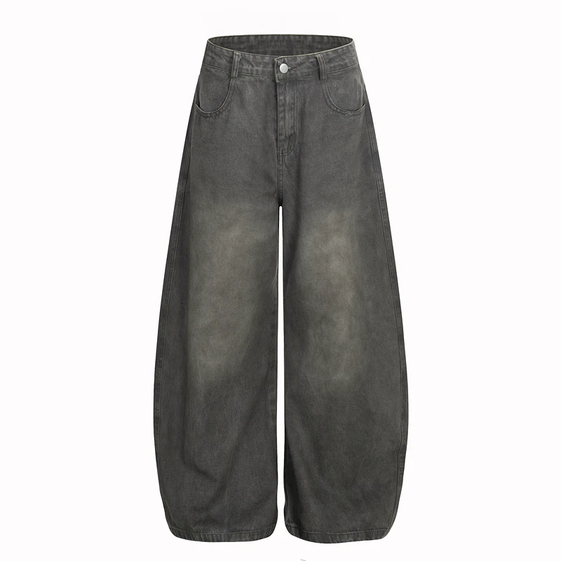 

Loose Men's And Women's Retro American Sle Jeans High Street Wide Leg Floor Length Trousers GXFortune Cleanfit Series