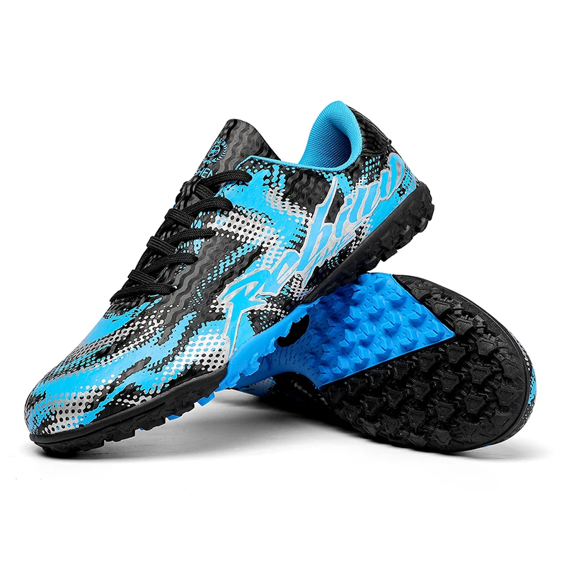 LACELESS High Quality Mens Soccer Shoes SLIP-ON Non-Slip Turf Soccer Cleats TF/FG Training Football Boots Chuteira Campo F50