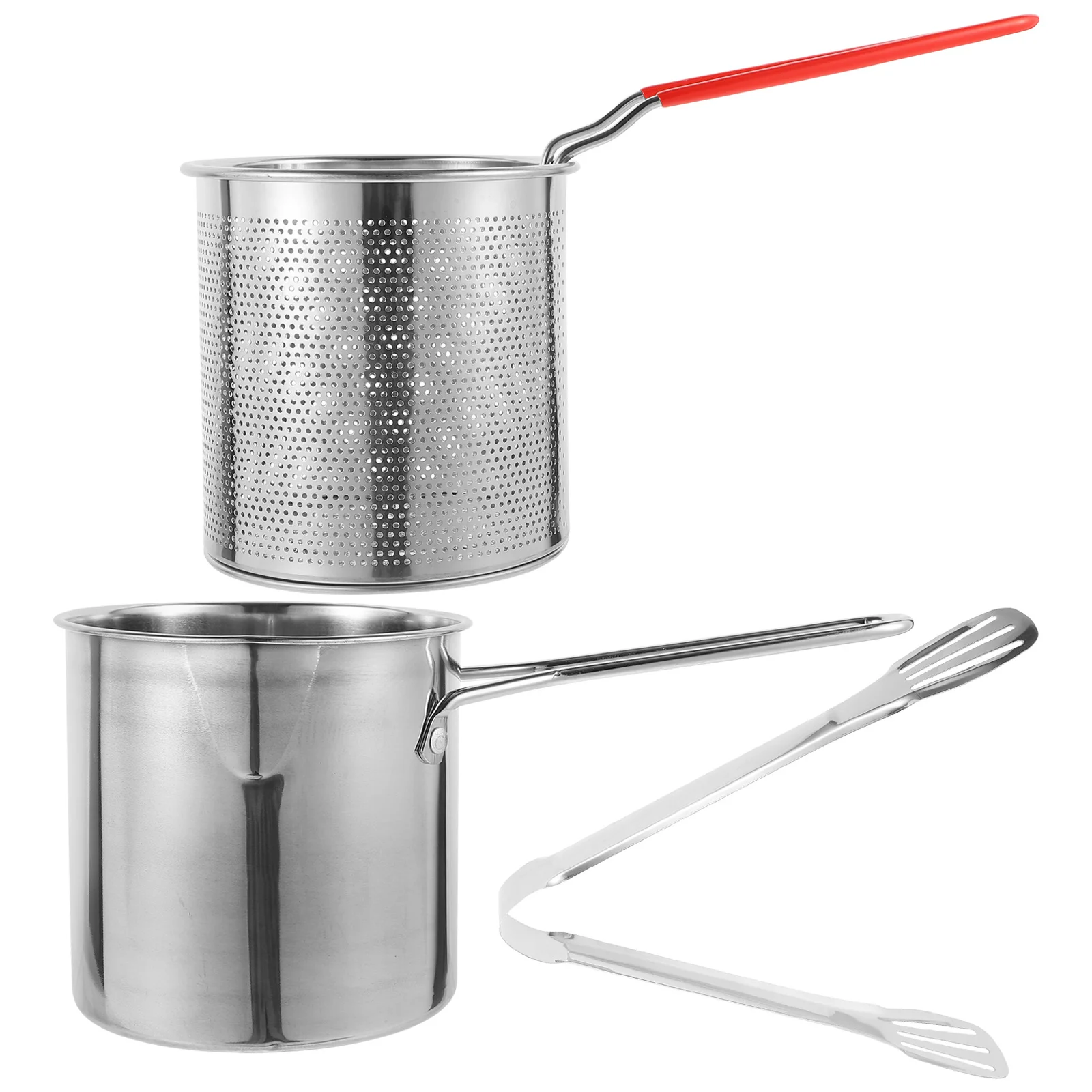 

1 Set Stainless Steel Deep Pot Multi-Functional Household Frying Pan With Basket Heat Resistant Cookware Kitchen Fryer Portable