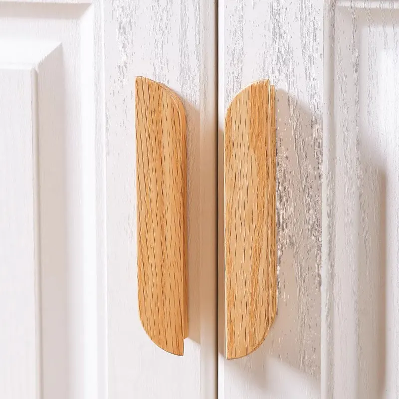 Solid Wooden Handles for Cabinets and Drawers Creative Oak Walnut Kitchen Cupboard Door Knobs Wardrobe Pulls Furniture Hardware