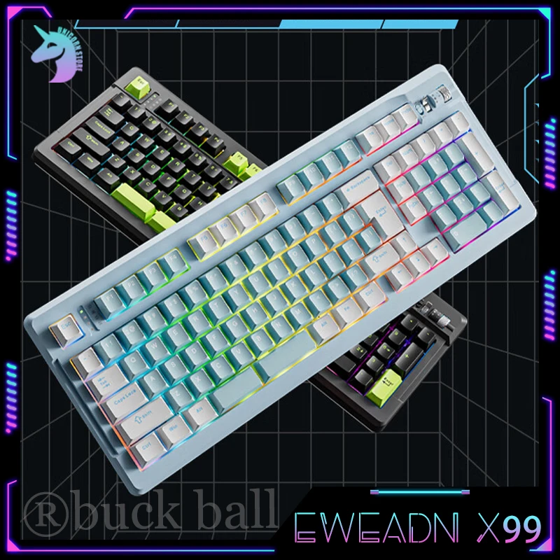 

EWEADN X99 Mechanical Keyboards Bluetooth Wireless 2.4G 3-Mode Keyboards Hot-Swap Gasket RGB Light Office Gaming Keyboards Gift