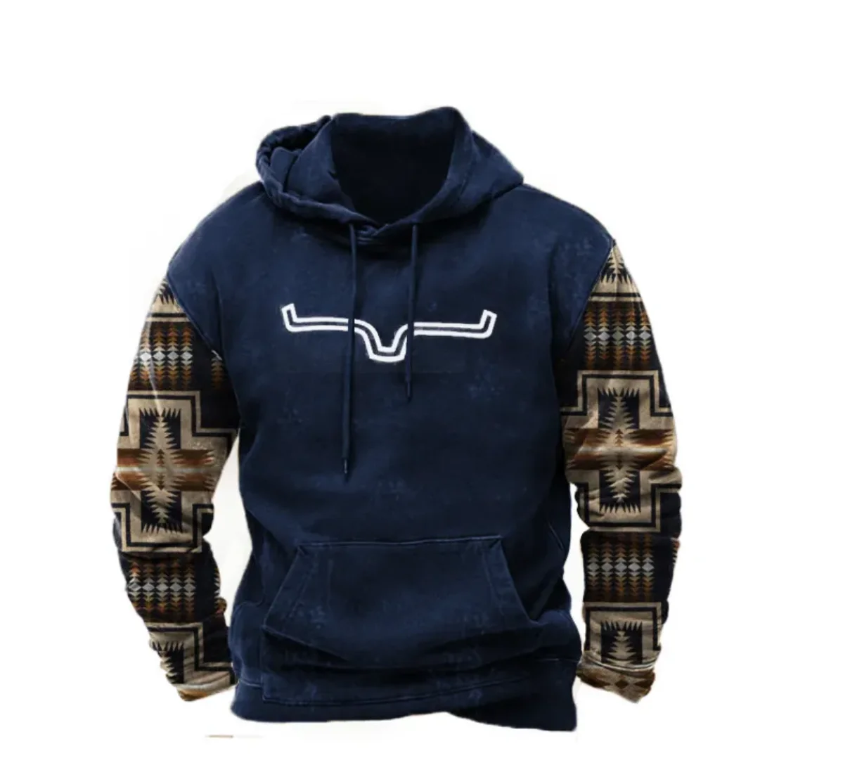 Men's Retro Western Zipper Stand Collar Sweatshirt