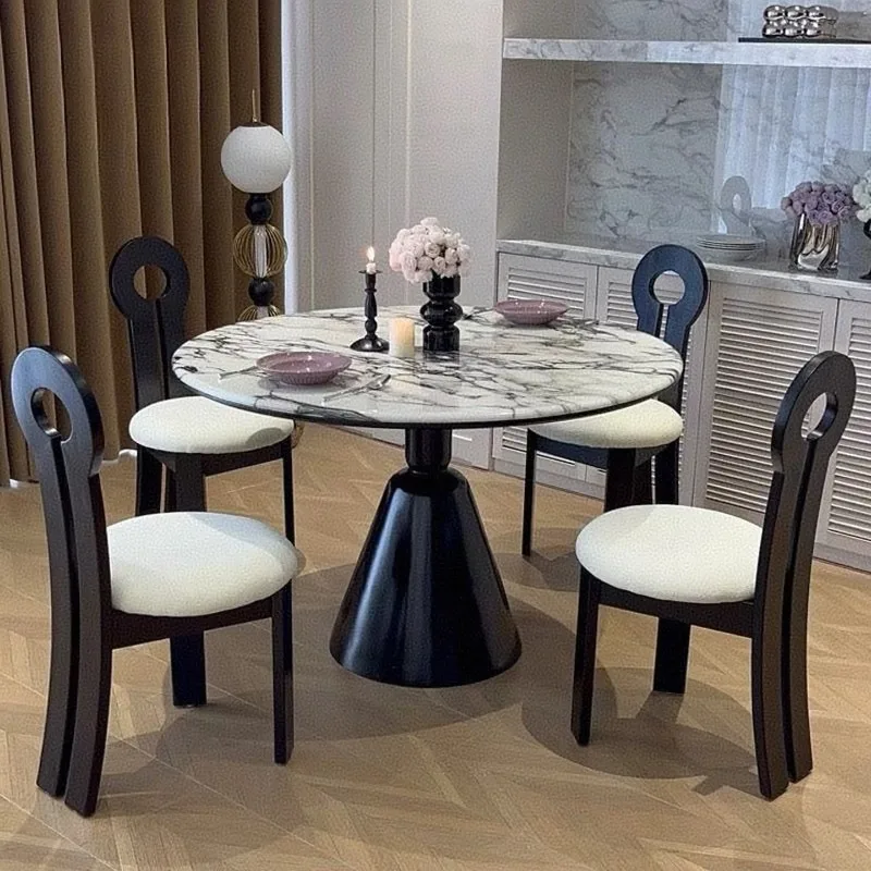 

Round oval chalice retro light luxury high-end small apartment Chinese dining table modern dining table