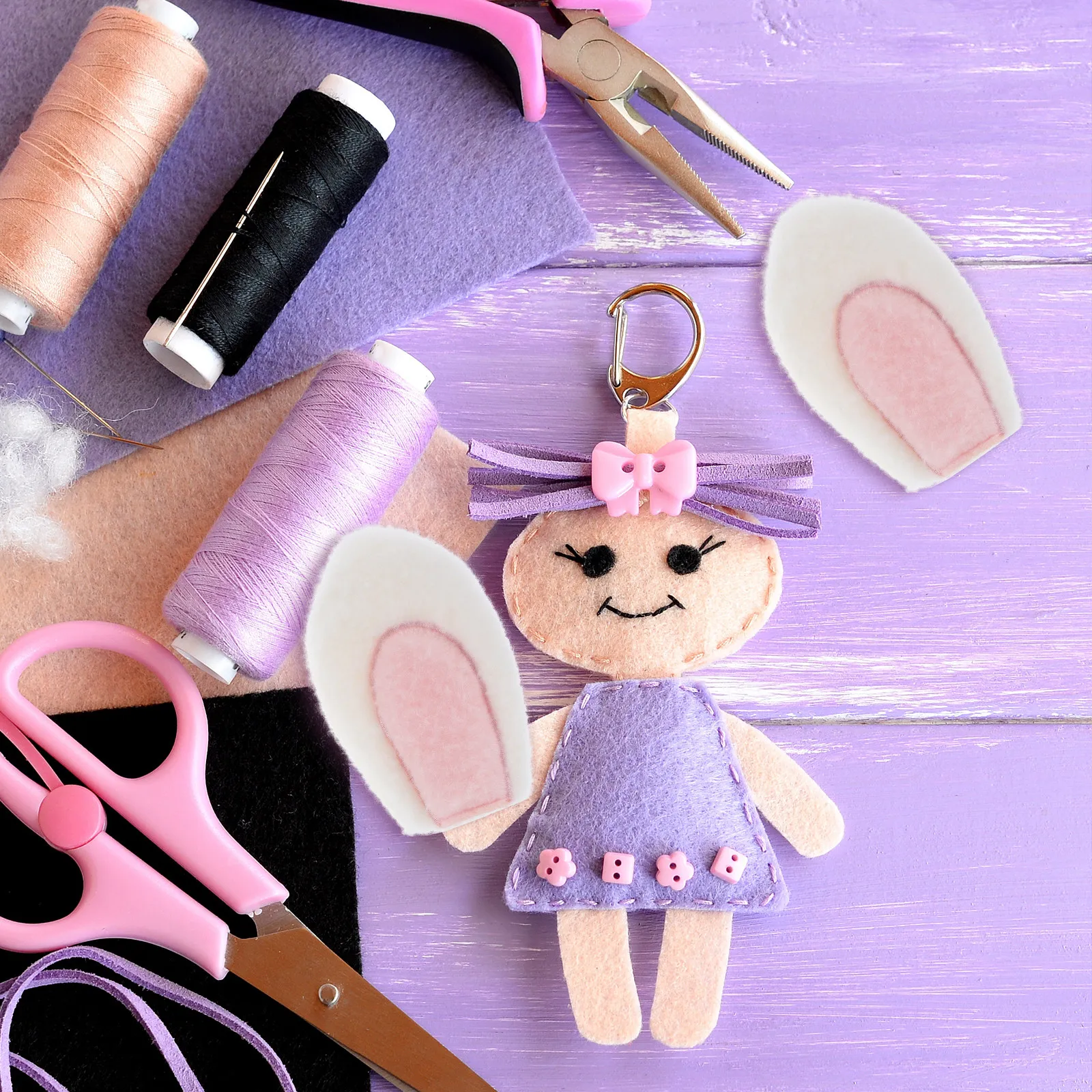 10Pcs Bunny Ears Craft Charms Soft Skin-Friendly Material for DIY Hair Clips Headbands Stuffed Animal Accessories Rabbit Ear