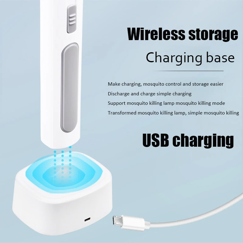 10LED Trap Mosquito Killer Lamp Electric Flies Swatter USB Rechargeable Summer Mosquito Trap Racket Anti Insect Bug Zapper 3000V