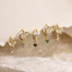 HECHENG, Fashion Cubic Zircon Cute Butterfly Hoop Earrings Creativity Simple Dangle Drop Earrings For Women Jewelry