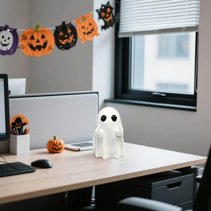 Halloween Ghost Figurine Spooky Resin Ghost Statue Funny Cute Ghost Ornaments for Halloween tions Porch and Indoor Home Office