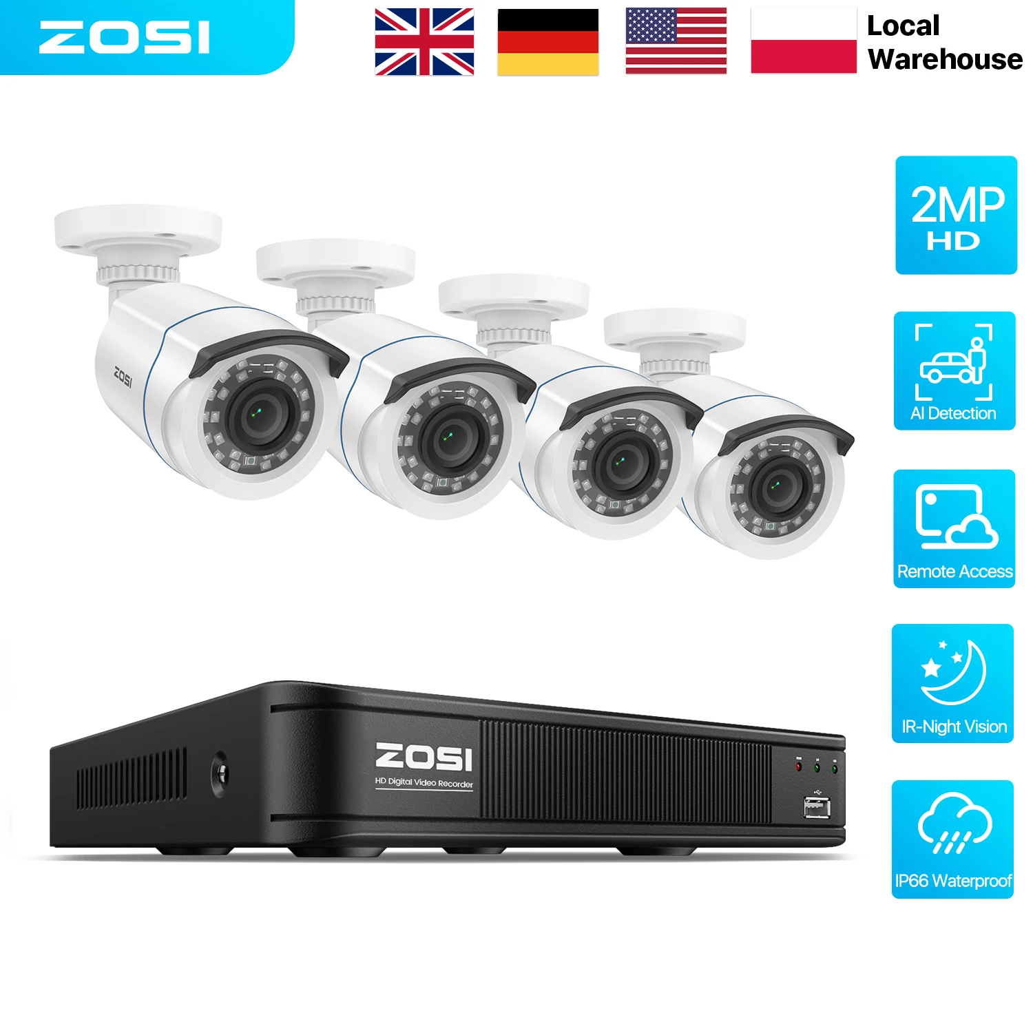 Home Security Systems With Cameras - ZOSI 3K Lite Kablolu CCTV Güvenlik