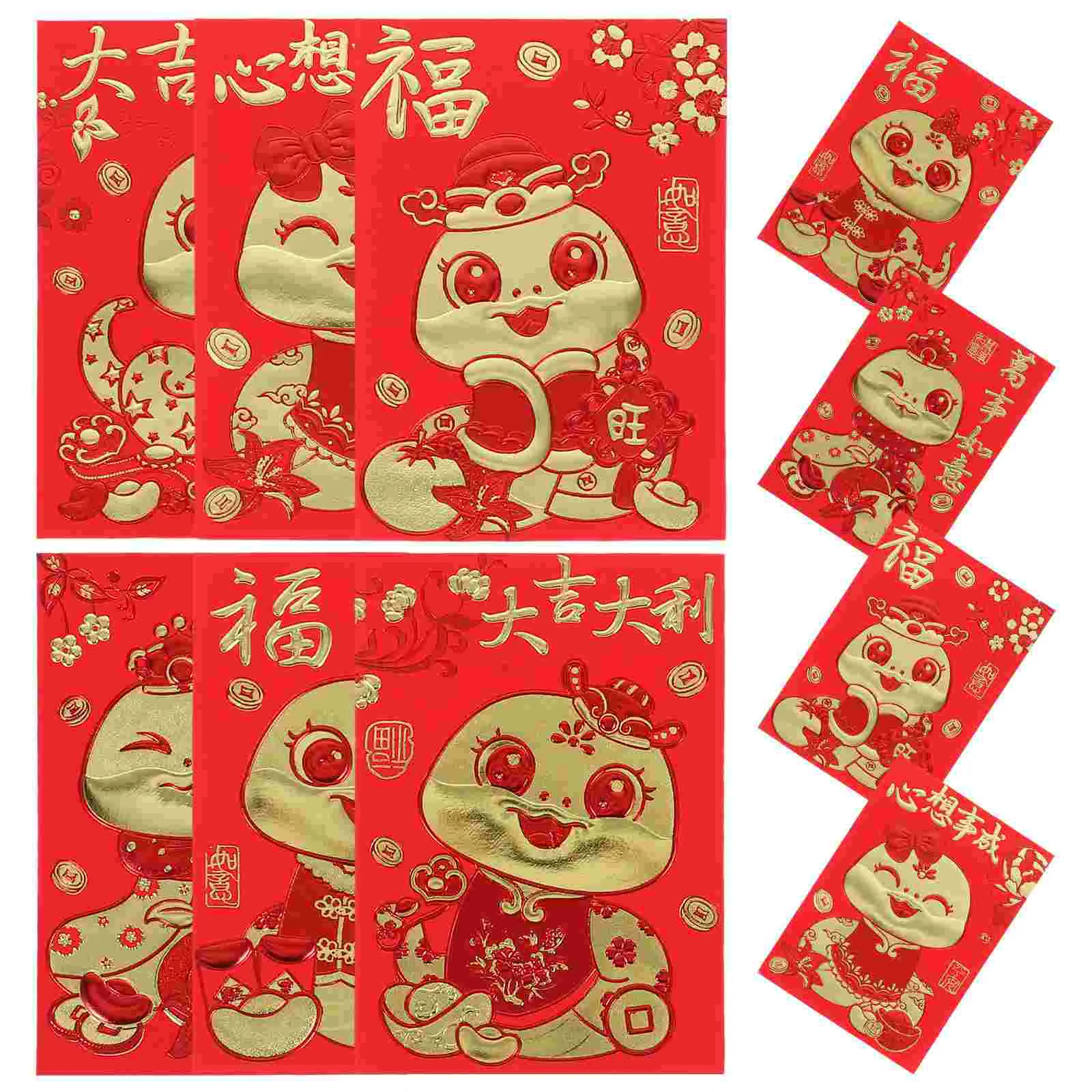 60 Pcs Lai See Red Envelope Bag Envelopes for Year of The Snake 2025 Chinese Money New Specialty Paper