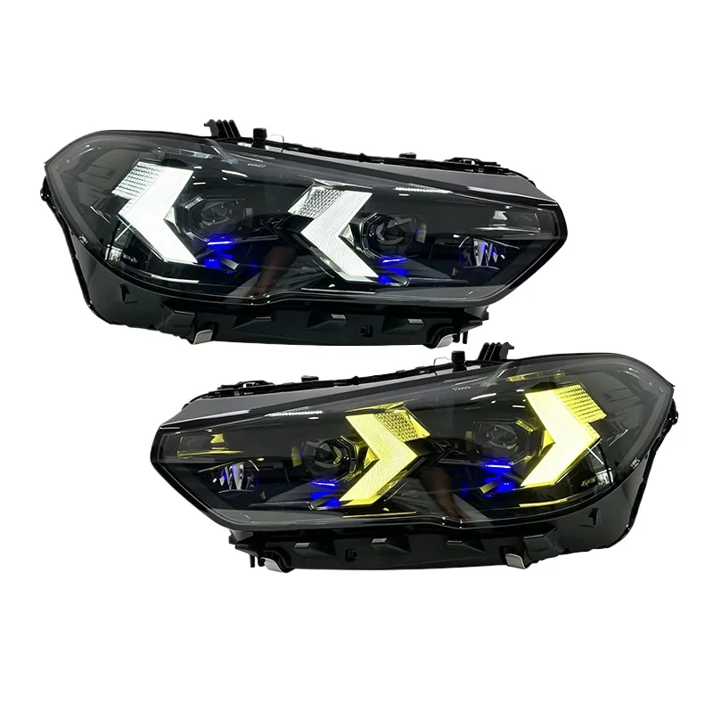 -For Upgraded Laser Style 20W PC Material LED Headlight Assembly Sequential Turn Signal for X5 G05 19-22^