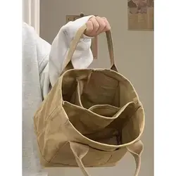 New Japanese Bag 2024 New Multi layered Casual Canvas Bag Handheld Simple Instagram Style Lunch Box Bento Bag Handheld Bag