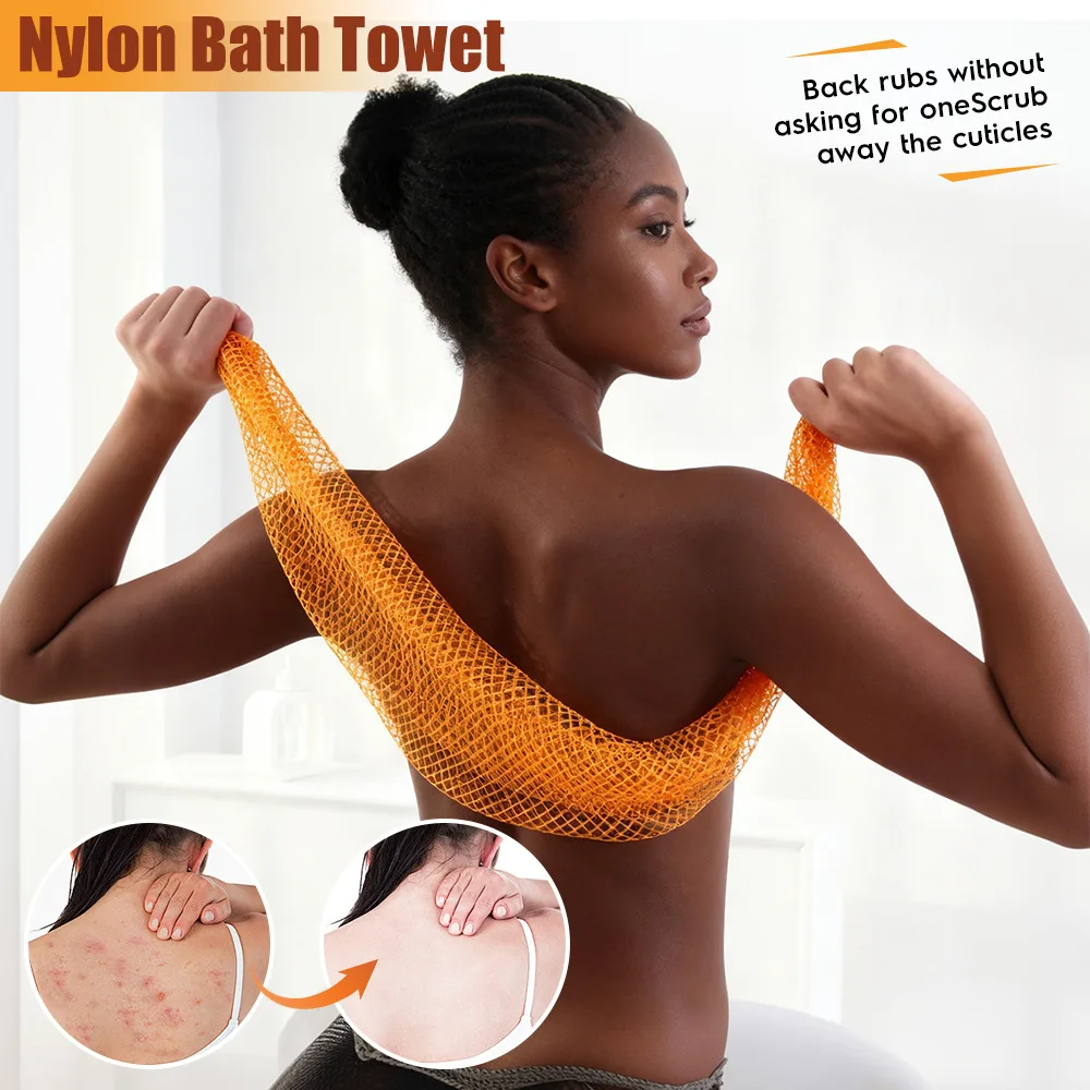 African Net Mesh Bath Exfoliating Body Scrubber Sponge Long Back Shower Loofah Quick Dry Stretch Washcloth Skin Care Tool view 4