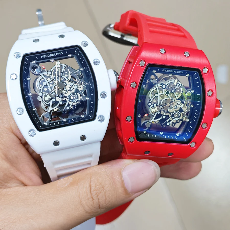 ساعة يد كوارتز رجالية فاخرة للرجال بنمط مجوف ساعات أوتوماتيكية للرجال ساعة ميكانيكية تقويم رياضي مقاوم للماء