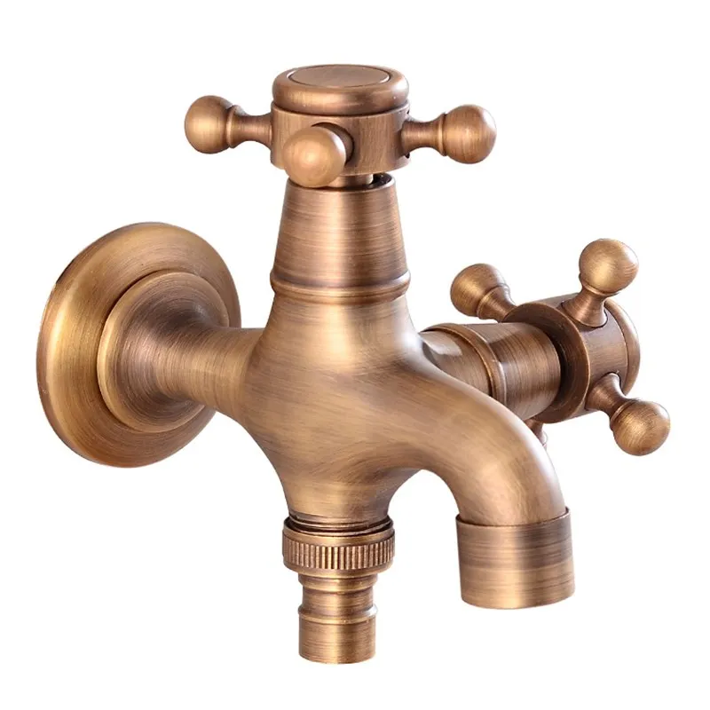 Wall Mounted Faucet Brass Single Cold Sink Tap Vintage Water Tap for Bathroom Washing Machine Sink Mop Pool Outdoor Garden