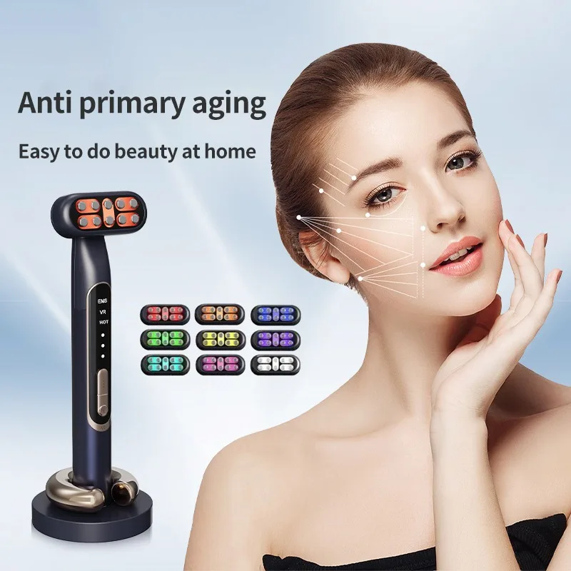 9 colorful Electrical Face Lift Wand Microcurrent Eye Lift Massager Red Light Eye Massager for Fine Lines and Wrinkles