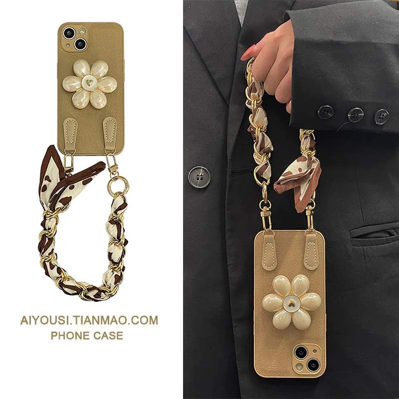 

Модная ручная цепочка с подставкой цвета хаки для iphone 14 pro max, чехол для телефона Apple 12, новый креативный 11, персонализированный xsmax с защитой от падения