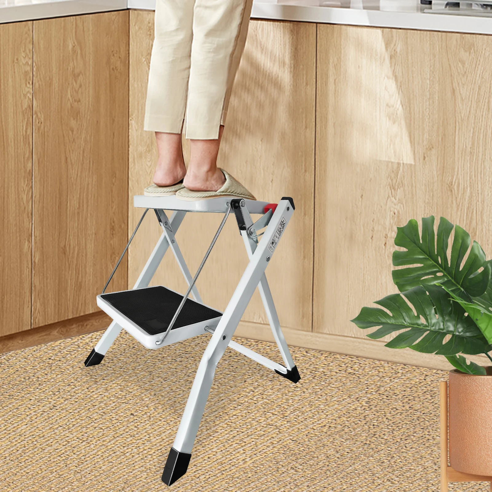 BRIFNESS سلامة قابلة للطي خطوة البراز خطوة 2 خطوة البراز المحمولة طوي مع سجادة ضد الإنزلاق خطوة للمنزل/المكتب/المطبخ/RV السفر