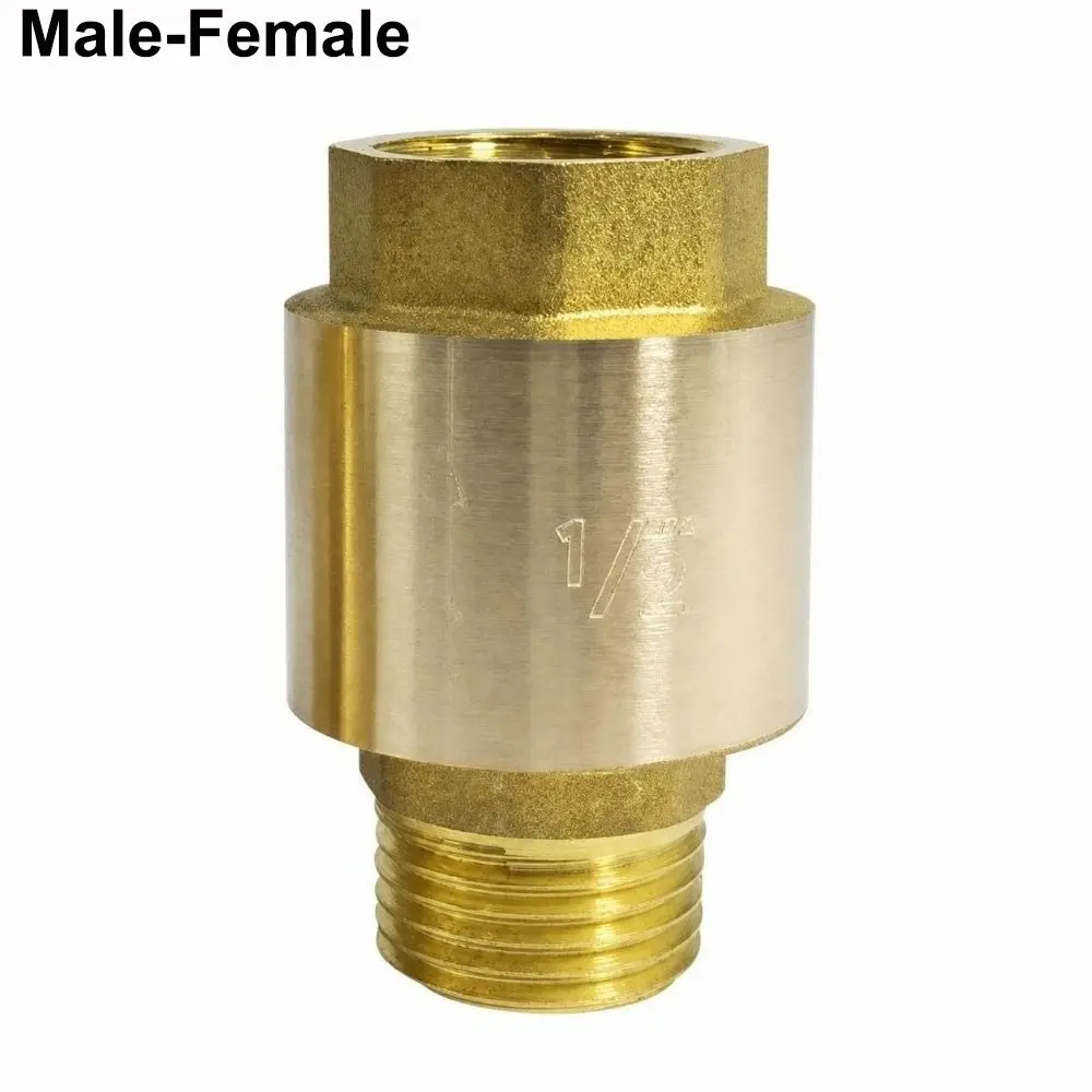 Durable BSPT Thread Brass Check Valve 1/2" 3/4" 1" Male To Mal Water Non Return Valve Male To Male Spring Check Valve