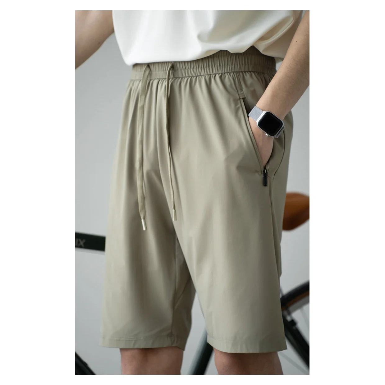 

Quick Dry Ice Silk Men's Shorts Breathable Straight Leg Summer Khaki Color New Five-Quarter Pants Comfortable Casual Business...