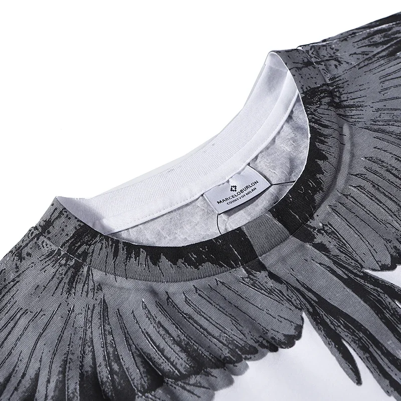 الترفيه الرجال النساء التجفيف السريع تي شيرت MARCELO BURLON MB العلامة التجارية أجنحة طباعة تي شيرت الرياضة عادية Y2K الشارع قصيرة الأكمام