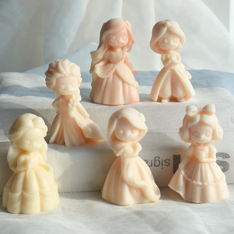 New Princess Doll Candle Silicone Mold DIY 3D Aromatherapy Gypsum Form Doll Mould for Photography Props Wedding Handmade Gifts