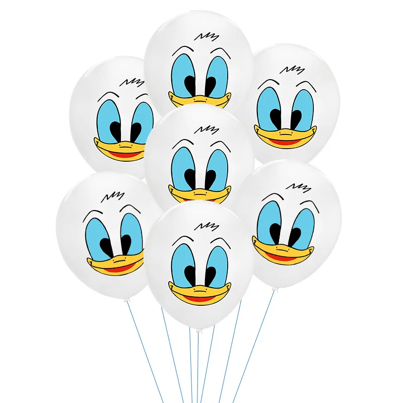 Cartoon Donald Duck Latex Aluminum Film Balloon Set Spherical DIY Birthday Arrangement Party Decoration Tableware Hat Kawaii