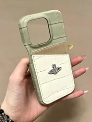 Borsa per carte in pelle di coccodrillo 3D Planet adatta per iPhone 15 Pro Max 14 Pro custodia protettiva per telefono 13 12