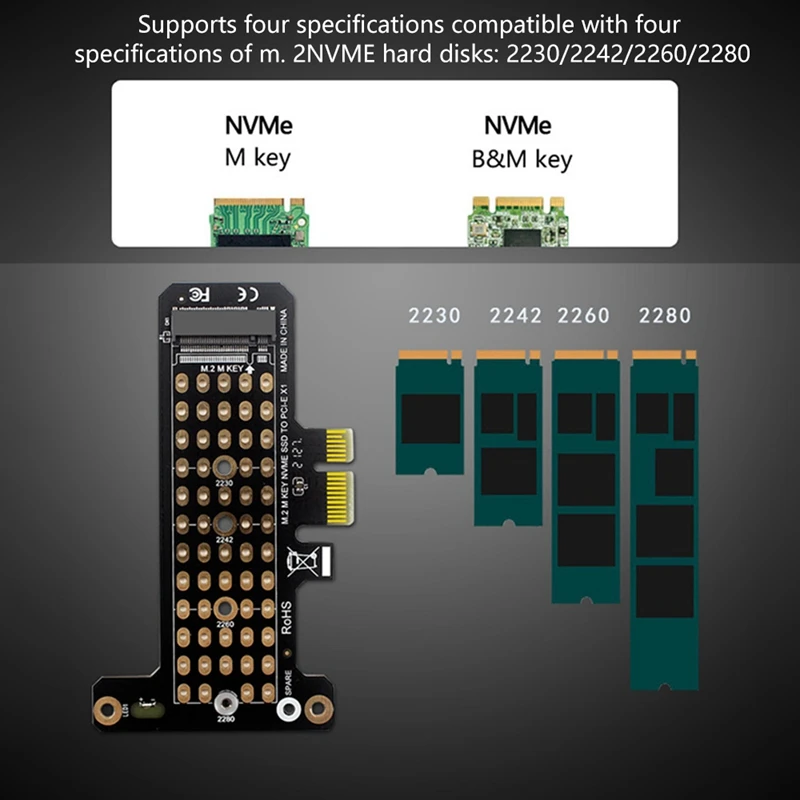 PH41-X1 M.2NVME SSD to PCIeX1 Transfer Expansion Card Expansion Supports PCIe4.0