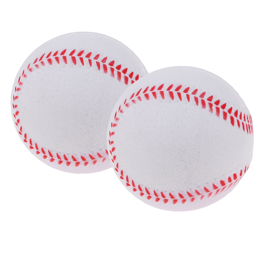 2 Count Practice Baseballs Foam Softballs Batting Training Soft Ball White/