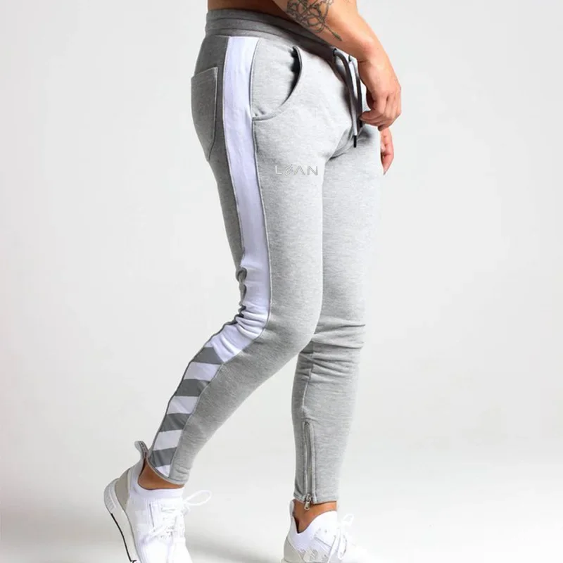 

Новые модные мужские облегающие брюки на осень и зиму, повседневные спортивные узкие брюки для бега и тренировок с буквенными боковыми молниями