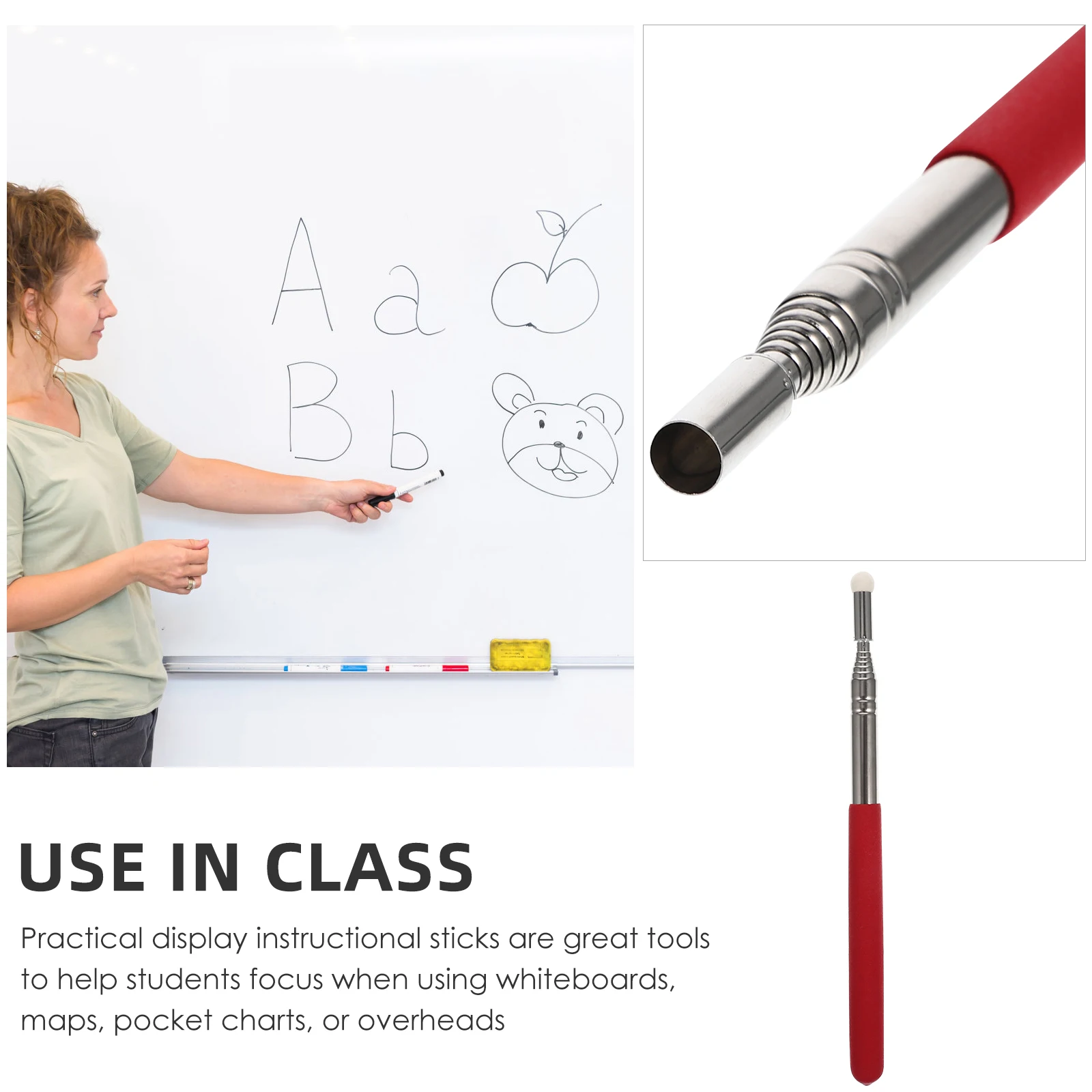 Teaching Stick Blackboard Pointing Rod Reading Indicator Tourist Pointer Handheld Extending Rod For Teachers Teaching Equipment