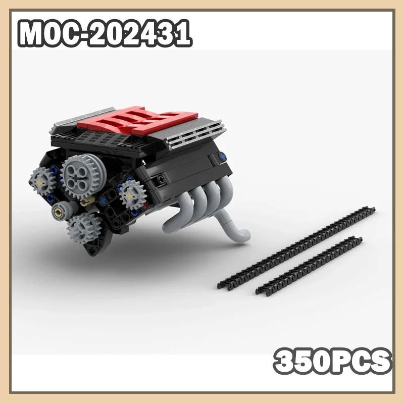 MOC-202431 Brick V8 Engine Series Building Blocks Technical Car Parts Creative Toys Model Bricks, Puzzle for Birthday Gifts 350P
