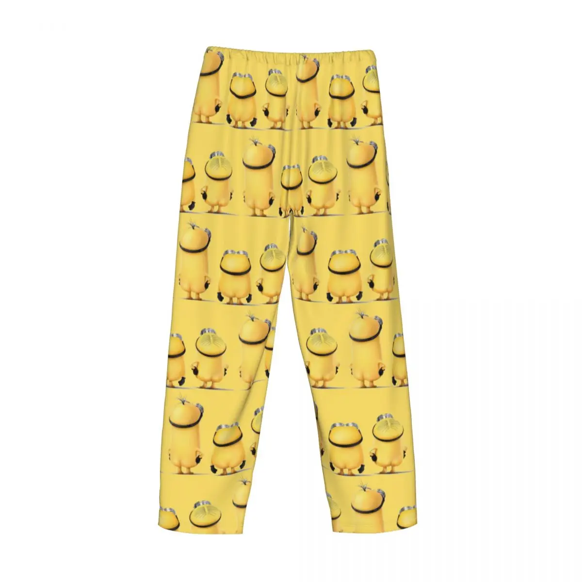 Pantalon de pyjama imprimé personnalisé M-Minions pour hommes, fond de vêtements de nuit de dessin animé mignon, fond avec poches, papier peint