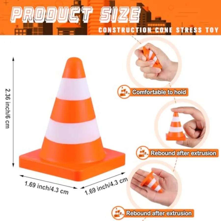 60 pièces 2.36 ''norme cône balles anti-Stress Construction en vrac faveur de fête jouet de Construction cônes à presser drôle soulagement du Stress jouet Gif