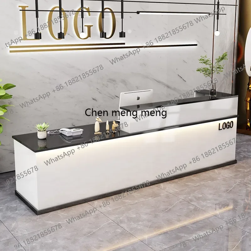 E136 Study Reception Desk Luxury Beauty Center Hairdressing Reception Desk Coffee Shop Counter Cash Comptoir Caisse Corner Furni