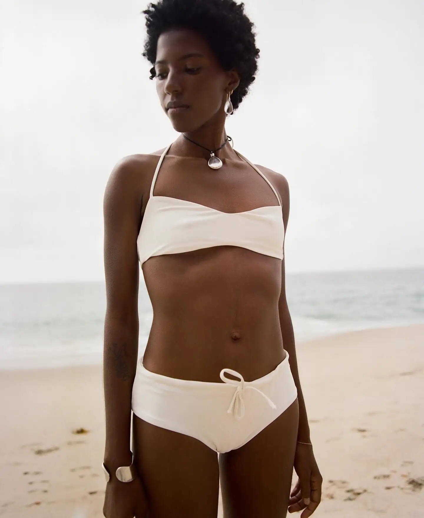 

2Pcs Solid White Bikini Sexy Women Swimsuit Push Up Swimwear Mid Waisted Biquini Female Simply Bathing Suit Bodysuit Beachwear