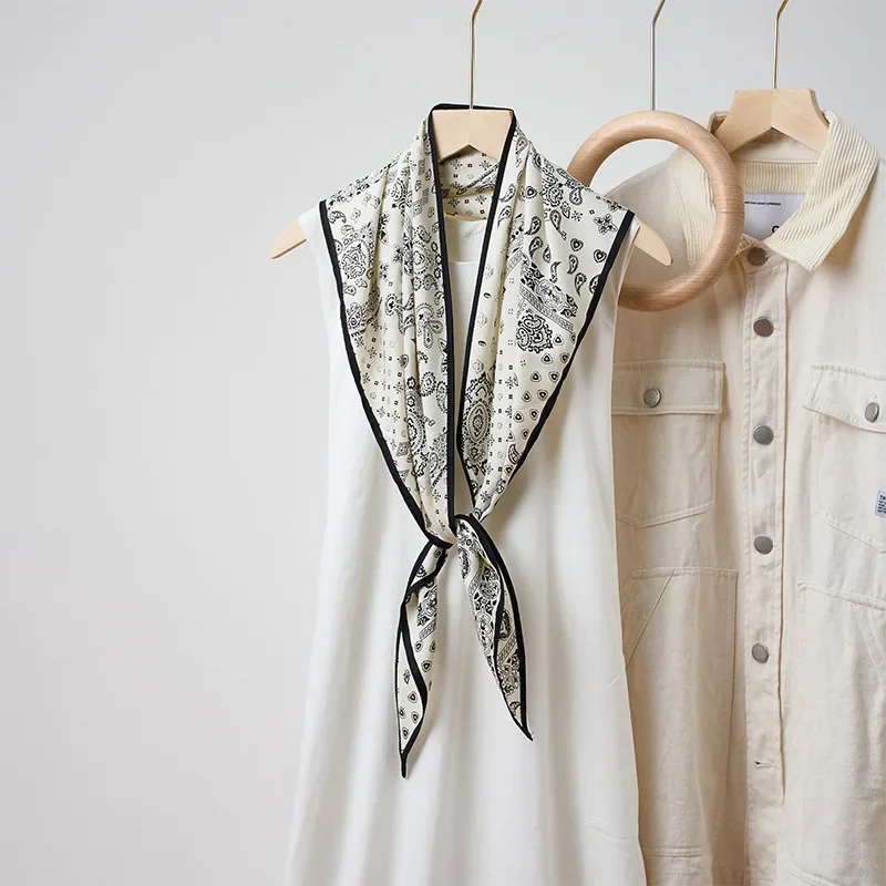 

Summer Satin Bandana, Paisley Print Boho Scarf, Cool Feel Triangle Kerchief Accessory