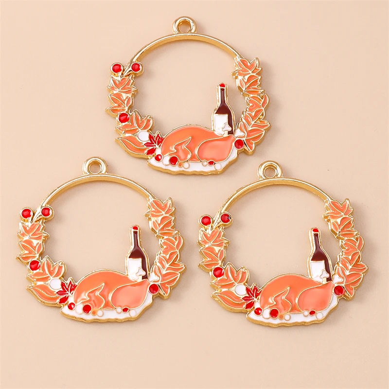 20 Stück Mix Thanksgiving Day Charms Emaille Lebensmittel Kürbis Mais Charms Anhänger für Schmuckherstellung Halsketten Ohrringe DIY Handwerk Geschenk – Detail 10
