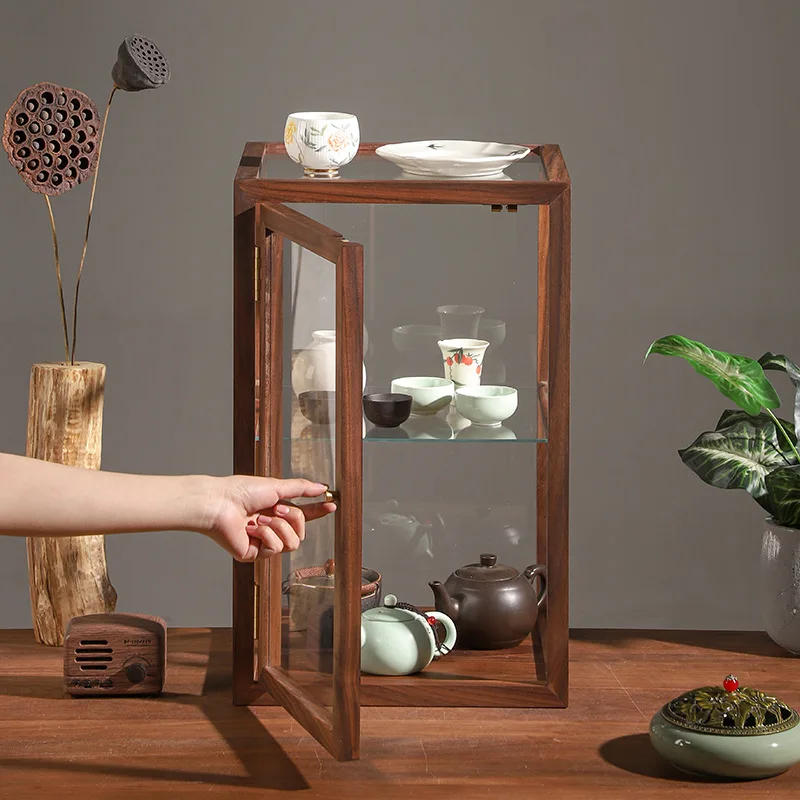 

Североамериканский черный орех, высокопрозрачная стеклянная витрина, двухслойная пыленепроницаемая витрина, чайный сервиз, ювелирные изделия