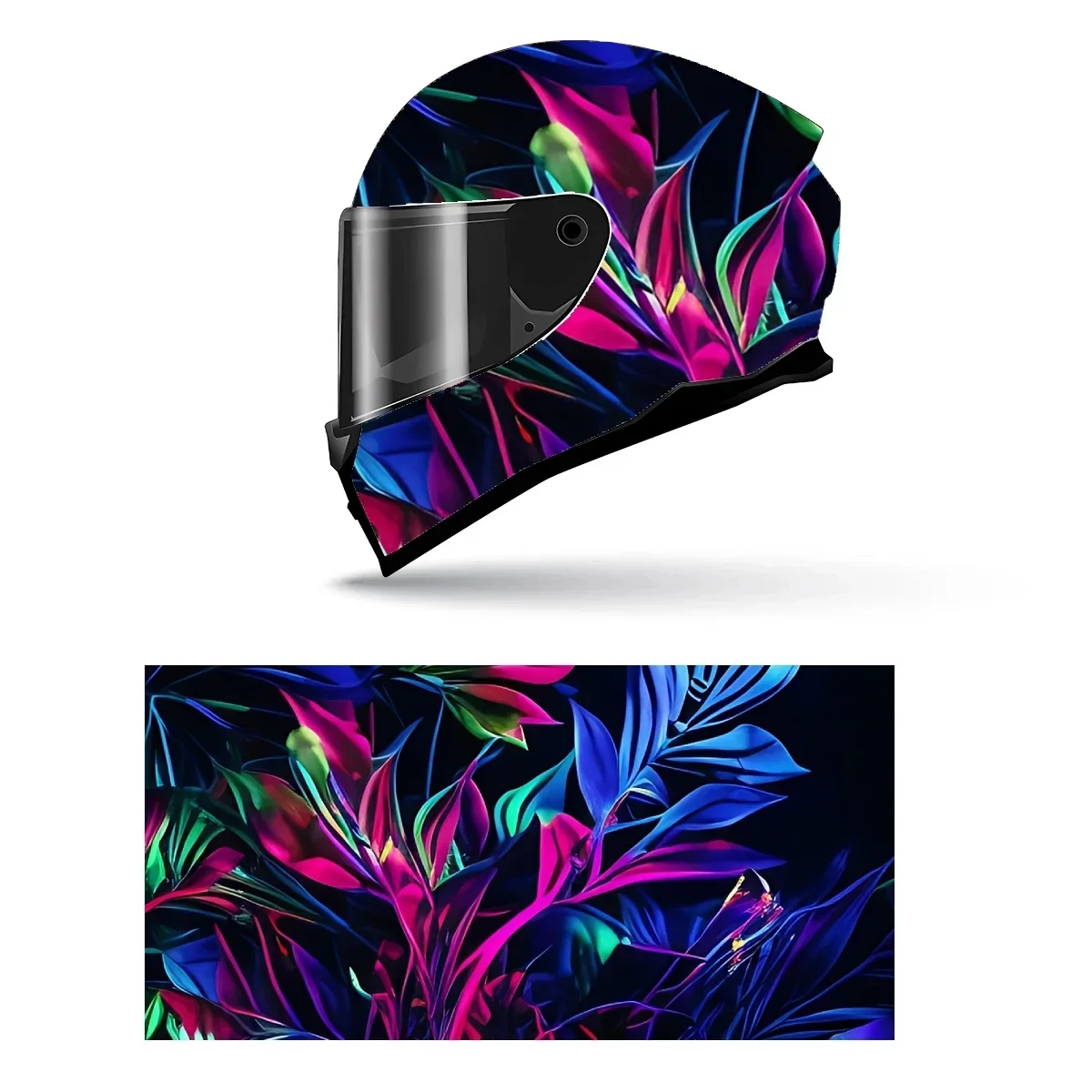 

Abstract Neon Flowers Full Helmet Wrap Sticker Motorcycle Helmet Racing Graphic Decal Vinyl Wrap Helmet Decorative Sticker