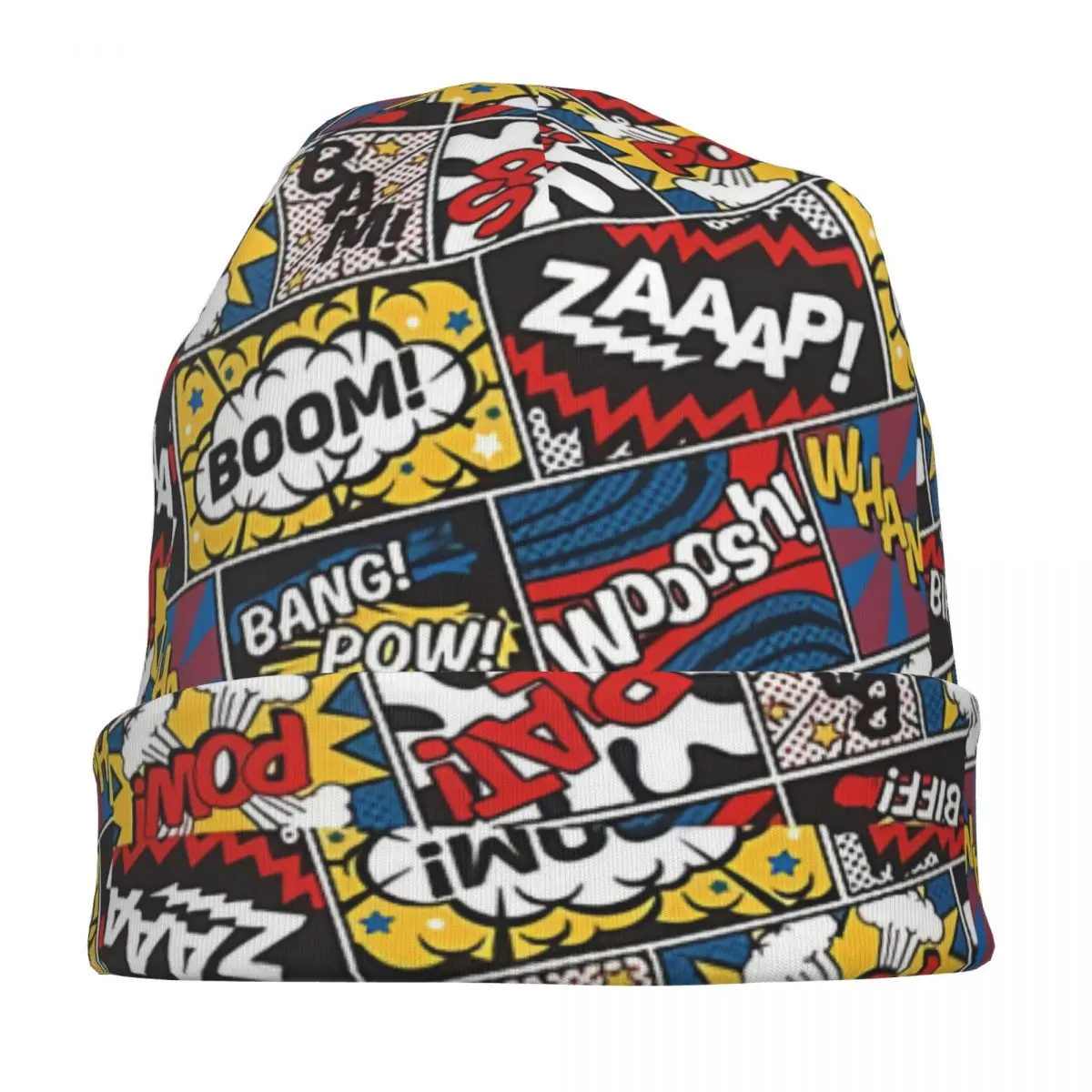 Retro Vintage Comics Book Pattern Men Women Thin Beanies Outdoor Ski Cap Double Layer Fabric Bonnet Hat