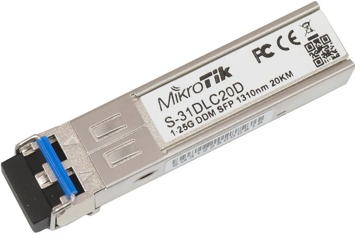 

Mikrotik S-31DLC20D 1,25G SFP двухволоконный LC-интерфейс, одномодовый волоконный модуль 20 км